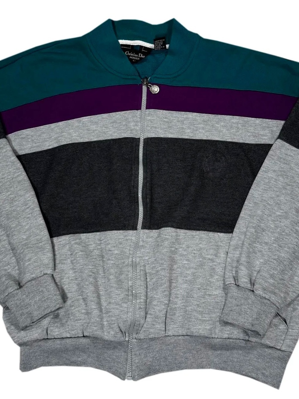 Vintage Christian Dior Striped Full Zip Sweatshirt (Size L)
